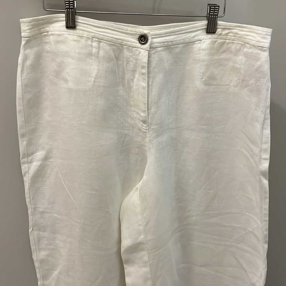 Eileen Fisher Wide Leg Pants Organic Linen Cropped White Size 12 - Picture 3 of 12